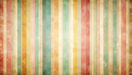 Vintage pastel striped background featuring soft faded vertical lines with aged paper textures, ideal for retro themed designs, creative templates, decorative layouts, and warm nostalgic visual concep
