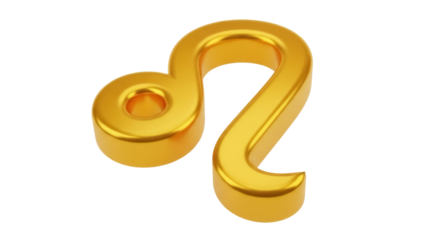 Isolated Golden Leo Zodiac Sign Symbol, Decorative Horoscope Element for Astrology and Design