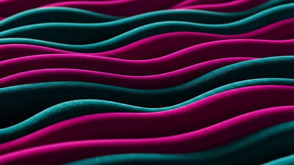 Abstract Wavy Fabric Texture with Magenta and Teal Hues.