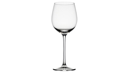Isolated tall wine glass on plain backdrop. Elegant glassware for wines, spirits, and beverages