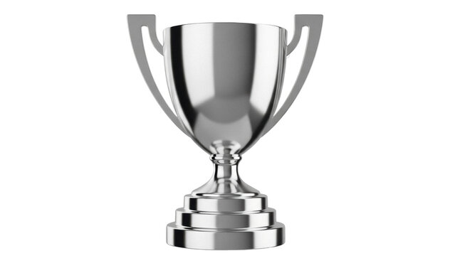 Isolated shiny silver trophy cup with handles, perfect for recognition or championship success
