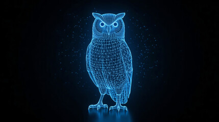 Futuristic Wireframe Owl Representing Intelligence and Artificial Insight