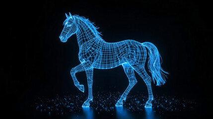 Futuristic Wireframe Horse Embodying Speed and Digital Evolution