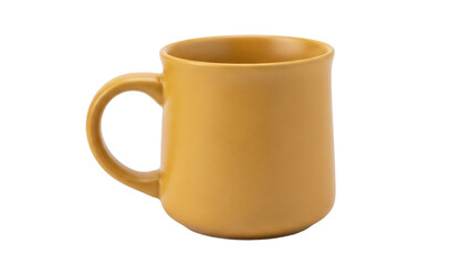 Isolated mustard-yellow ceramic coffee mug with handle, minimal table-top kitchen object design
