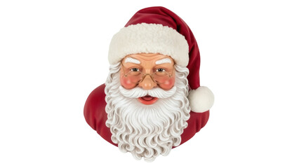 Isolated bust of Santa Claus with curly beard and glasses, Christmas decoration object