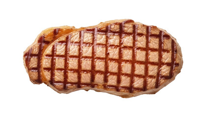 Isolated Grilled Steak Cut, Tender Sirloin, Juicy and Delicious with Grid Marks, Barbecue Taste