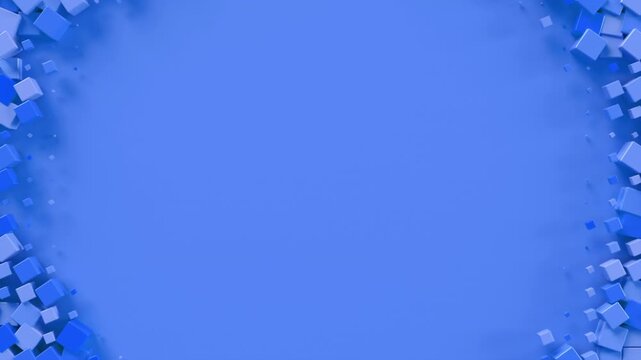 Blue Abstract Cube Explosion Forming Symmetric Circular Pattern. Looped 3D rendering