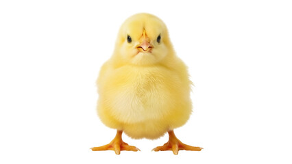 Isolated Yellow Chick Standing and Looking at the Camera, Easter Season Cute Bird