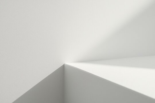 Minimal White Plaster Wall with Sharp Corner and Soft Directional Light