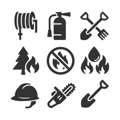 Obraz premium Fire safety and prevention equipment icons set.