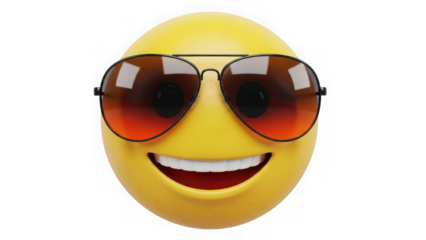 Smiling face with sunglasses emoji isolated on transparent background