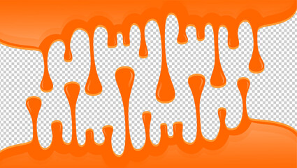 Dripping honey illustration. Honey dripping on tramsparent pattern background. Dripping ice cream illustration. Dripping syrup illustration. © Predi