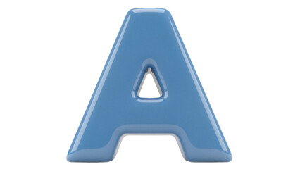 Isolated letter A, blue block letter, typography element, clean design, modern abc font