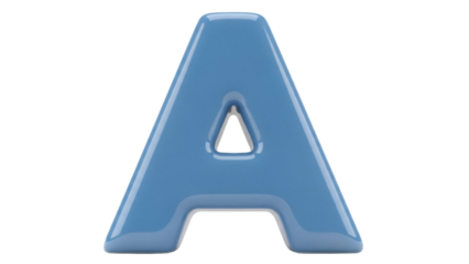 Isolated letter A, blue block letter, typography element, clean design, modern abc font