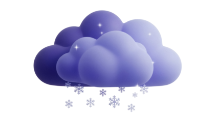 Isolated Clouds with Snowflakes Illustration, Seasonal Weather, Winter Storm Graphic Design