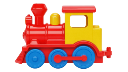 Isolated Toy Train Engine, Colorful Locomotive for Children, Fun and Engaging, Playful Journey