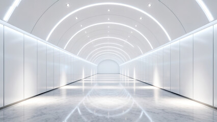 Fototapeta premium White Circular Light Future Tunnel 3D Scene
