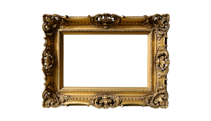 antique gold frame isolated on transparent background