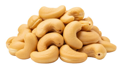 Isolated pile of cashew nuts on a simple surface, raw and fresh cashews, tasty snack, protein source