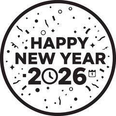 happy new year black vector
