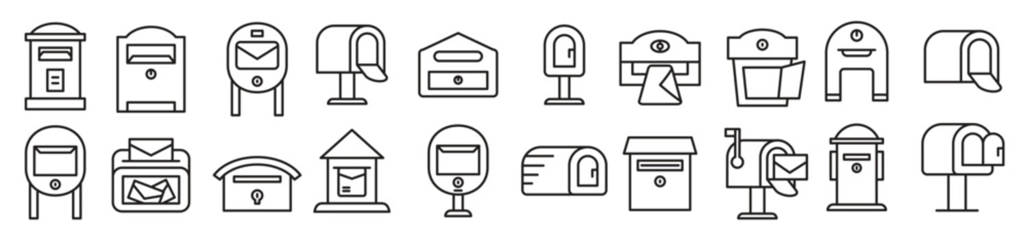 mailbox and post icons set