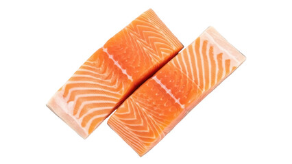 Isolated fillets of salmon ready to be prepared for cooking and culinary use