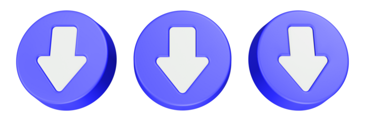 download 3d rendering icon blue button