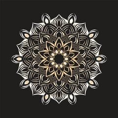 Abstract flower mandala design isolated on black background