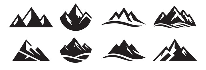 Fototapeta premium mountain landscape black silhouette logo icon isolated 