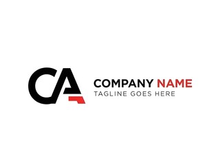 Modern company logo design with bold CA initials and red accent