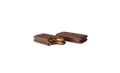 Famous Aussie chocolate biscuit with a bite missing on a white bench

