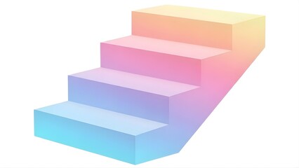 Colorful pastel podium steps platform minimal 3D render isolated on white background