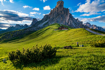 The Giau Pass at sunset, Belluno, Dolomites, South Tyrol, Italy