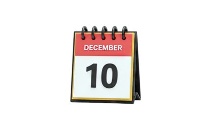 December 10th Calendar: Date Reminder on White Background