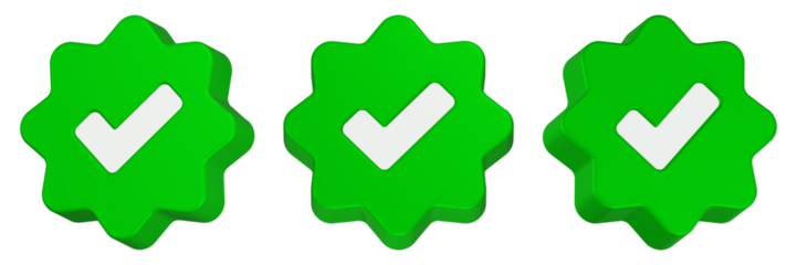 check mark 3d rendering icon green button