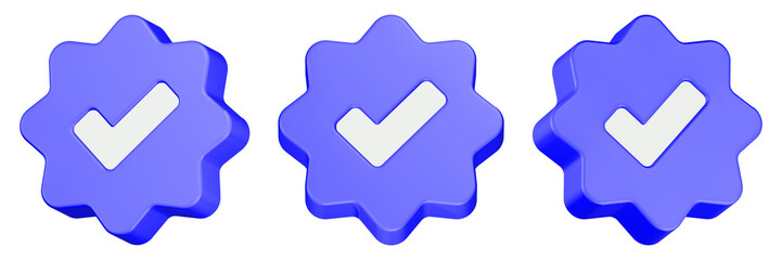 check mark 3d rendering icon blue button