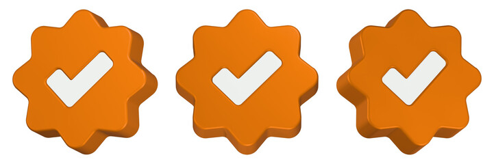 check mark 3d rendering icon gold button