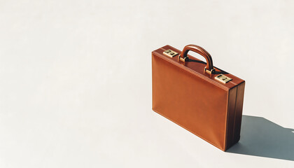 Brown Leather Briefcase with Handle and Latches.