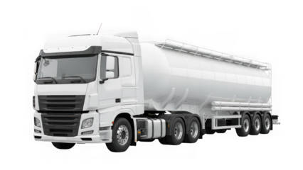 White tanker truck semi trailer lorry isolated on transparent background