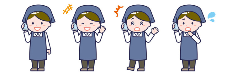 スマートフォンを使う「スタッフ」の男性