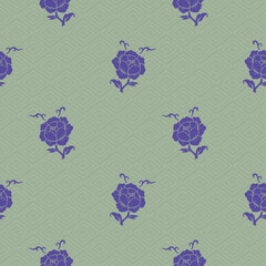 Elegant peony flowers seamless pattern, Vintage japanese and chinese floral pattern.