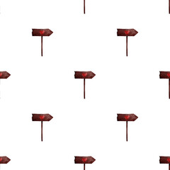 Digital Watercolor Arrow Sign with Heart Seamless Valentine Pattern