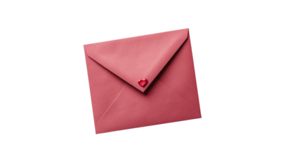A Valentine's Day Card with a Red Envelope, Romantic Design, Isolated on Transparent Background