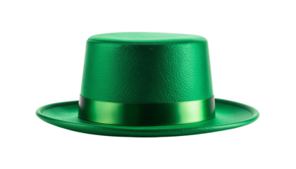 A Tall Green St. Patrick's Day Leprechaun Hat with Classic Festive Design, Isolated on Transparent Background