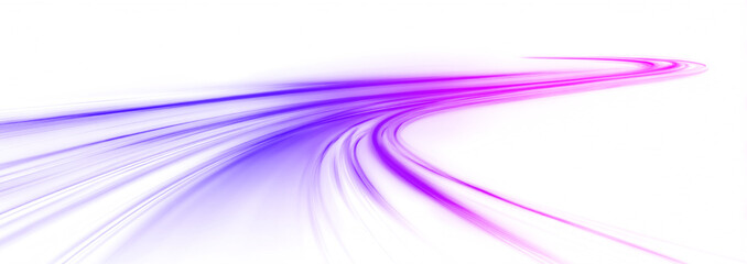 Neon speed lines curl and twist along a bright city highway. Flowing light trails illustrate fast motion and energy streams. Futuristic digital background presented in png. © Strongstock03