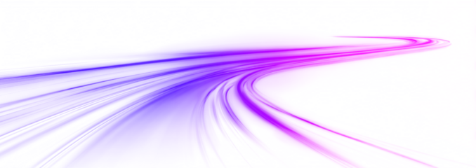 Neon speed lines curl and twist along a bright city highway. Flowing light trails illustrate fast motion and energy streams. Futuristic digital background presented in png.