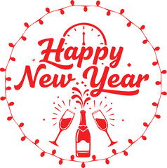 Happy New Year vector lable 