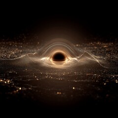 Rendered depiction of a supermassive black hole with accretion disk