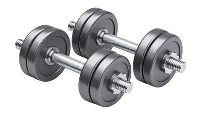 Fototapeta premium Dumbbells isolated on transparent background, home workout concept