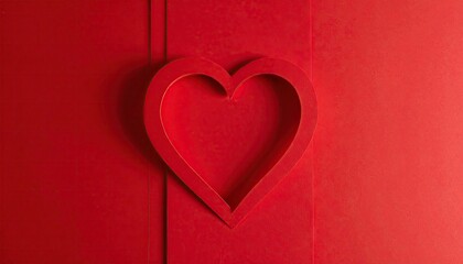 Abstract Red Heart Shape Cutout on Layered Background with Shadows.